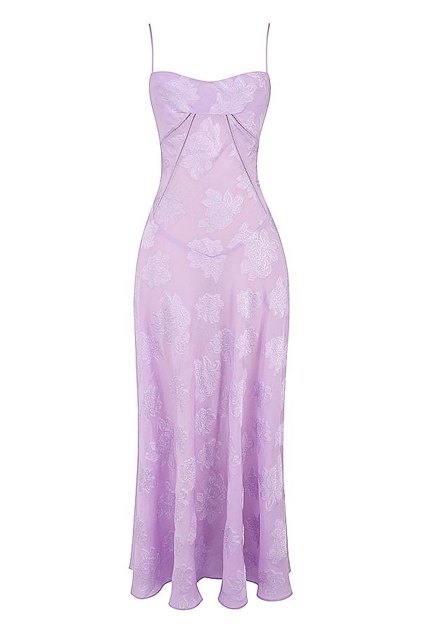 Seren  orchid floral lace back maxi dress Product Image