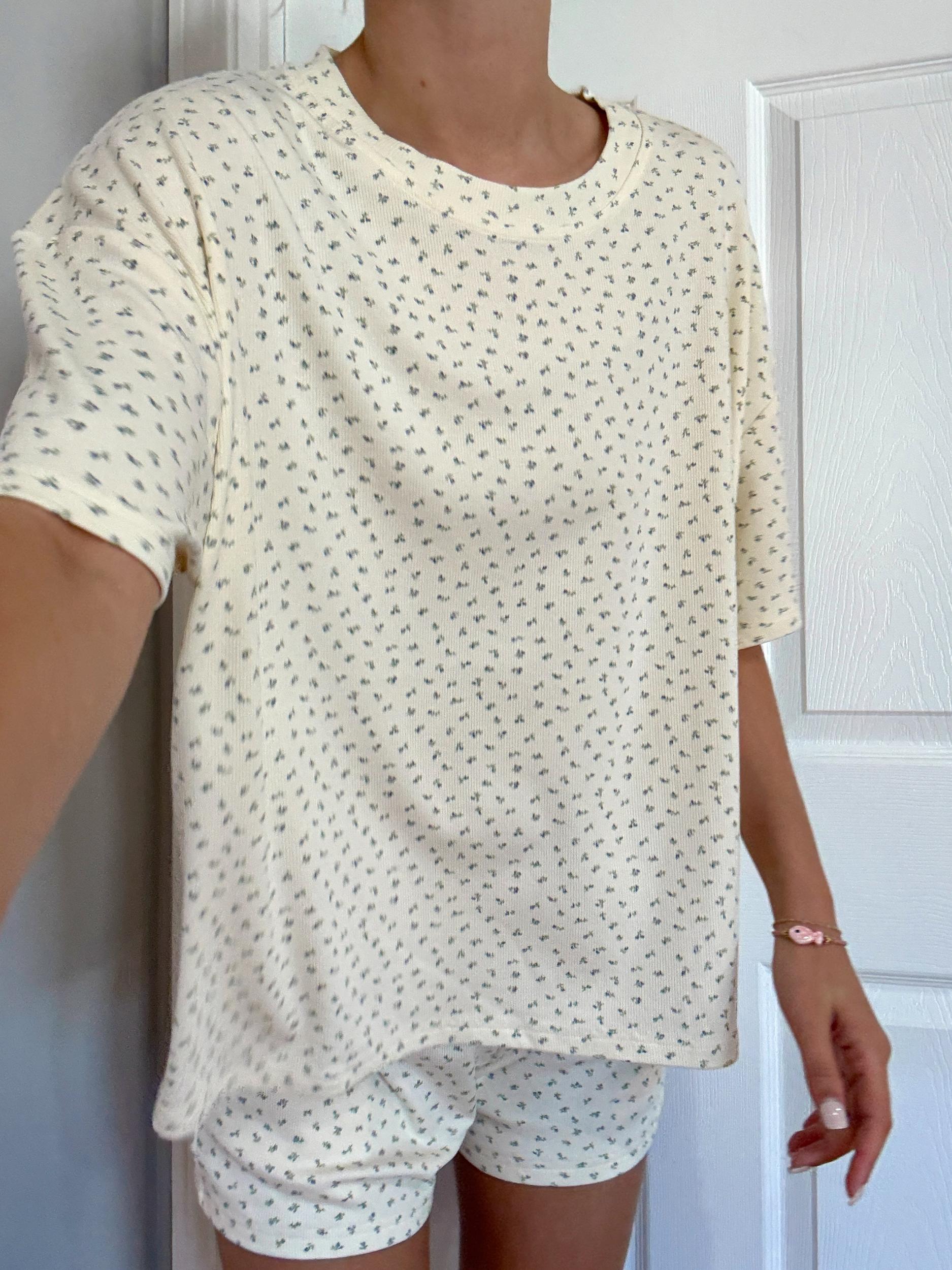 Pale Floral Pajama Shorts Product Image