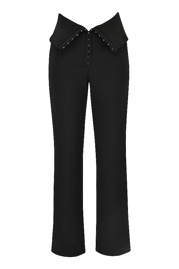 Ava  black fold front trousers - sale Product Image