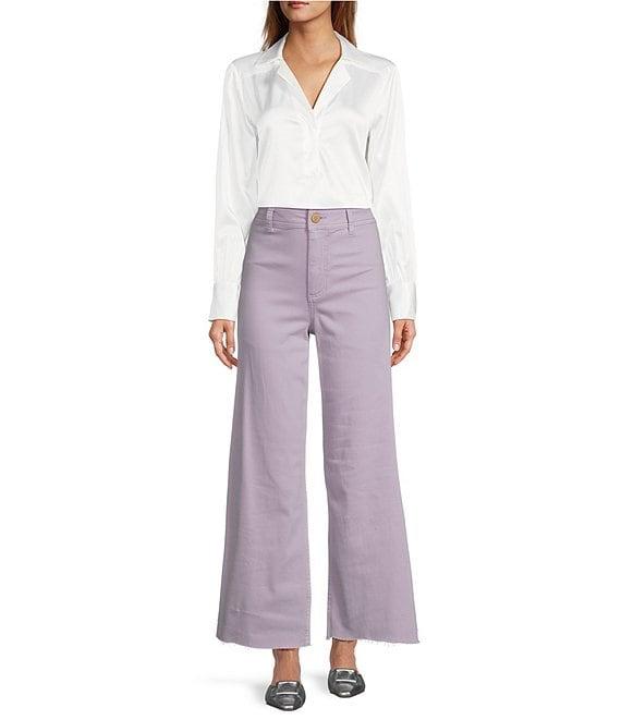 Antonio Melani Alexandra Twill High Rise Wide Leg Raw Hem Cropped Chino Pants Product Image