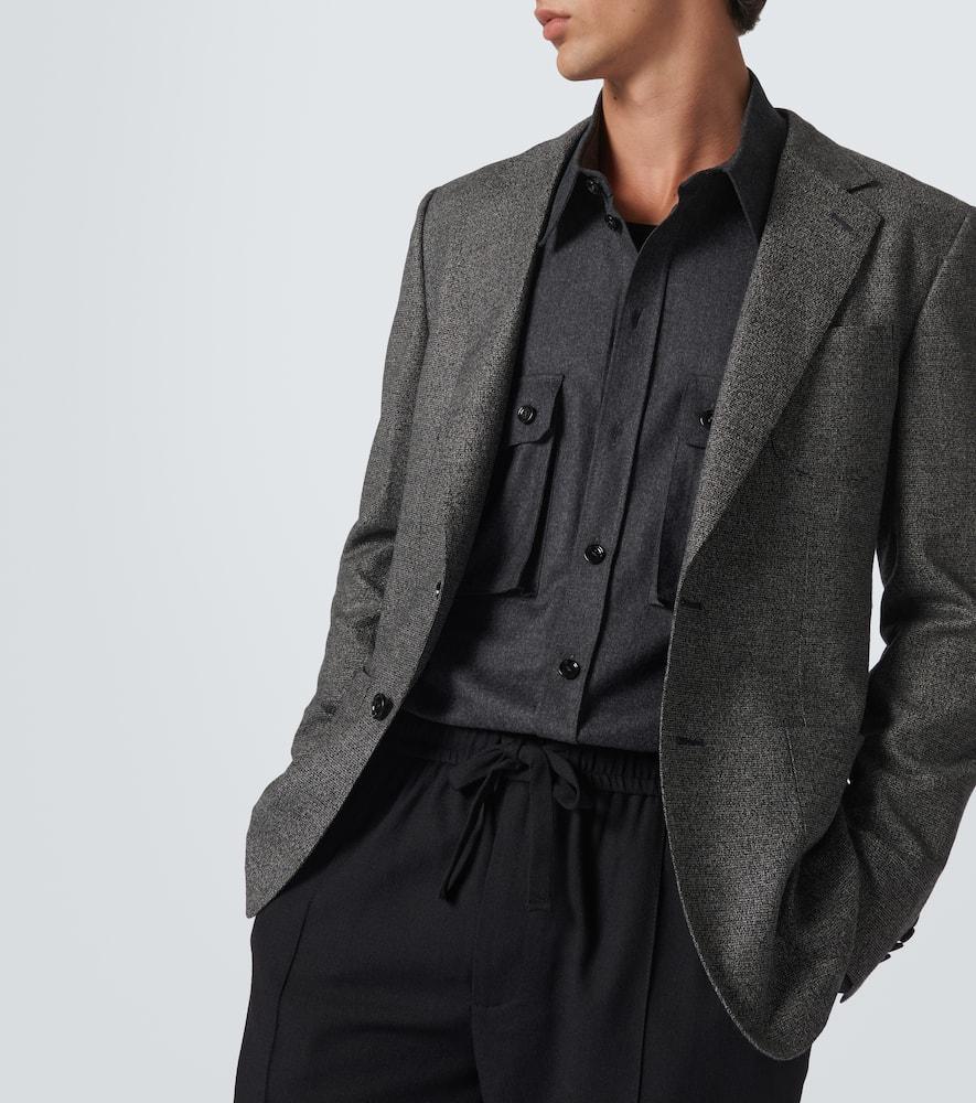 DOLCE & GABBANA Grey Single-breasted Jacket With Peak Revers In Wool Stretch Man Product Image