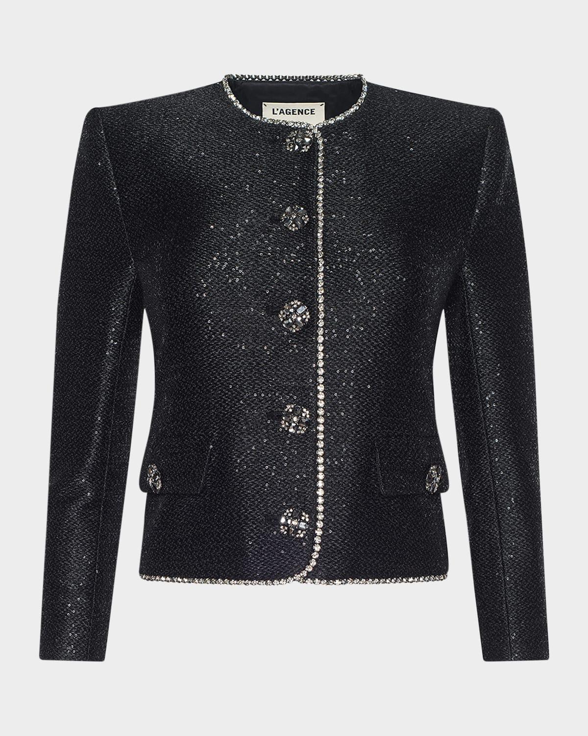 L'AGENCE Zell Sequined Tweed Jacket In Multi Product Image