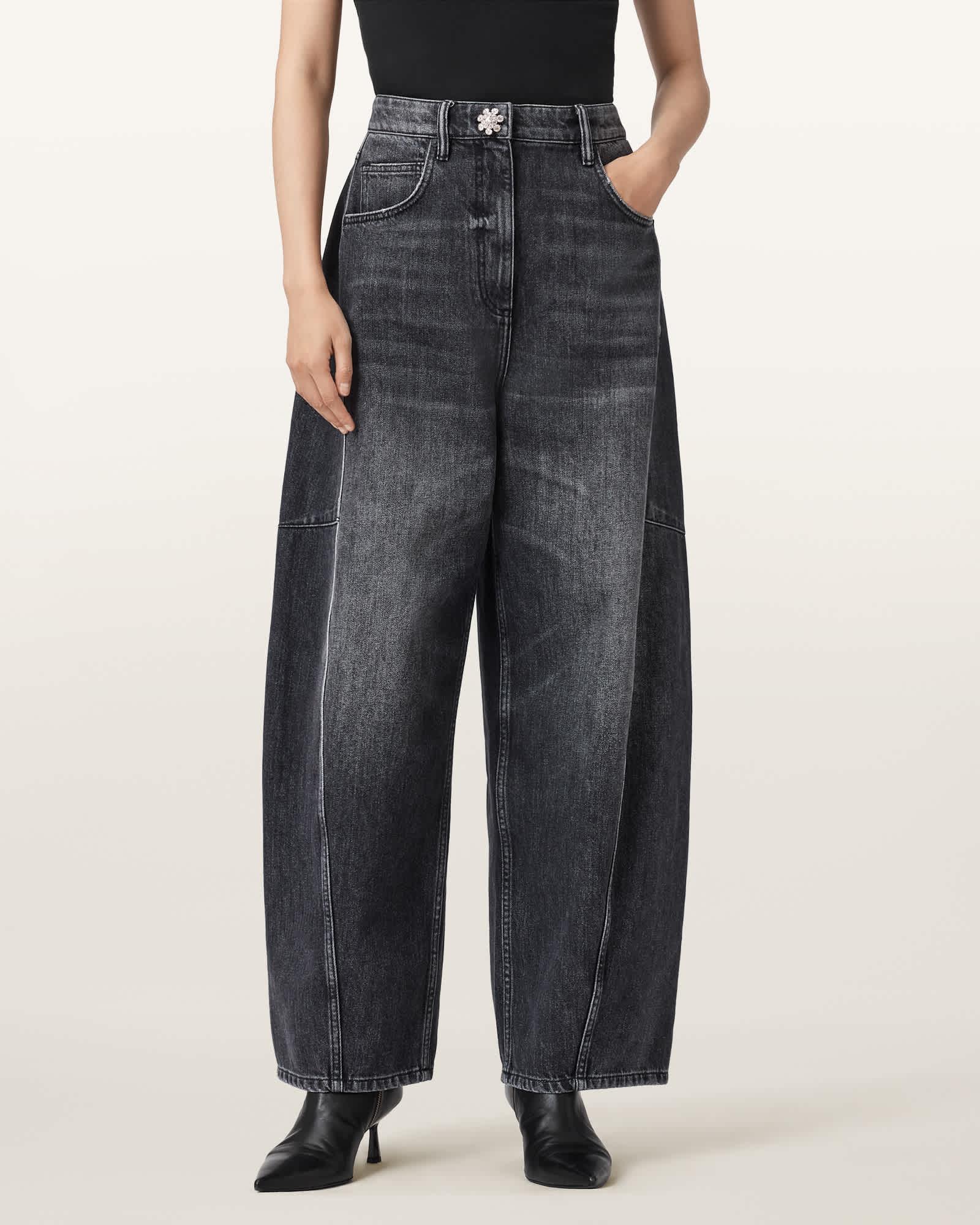 Carter Barrel Denim Jeans Washed Black | ALLSAINTS US Product Image