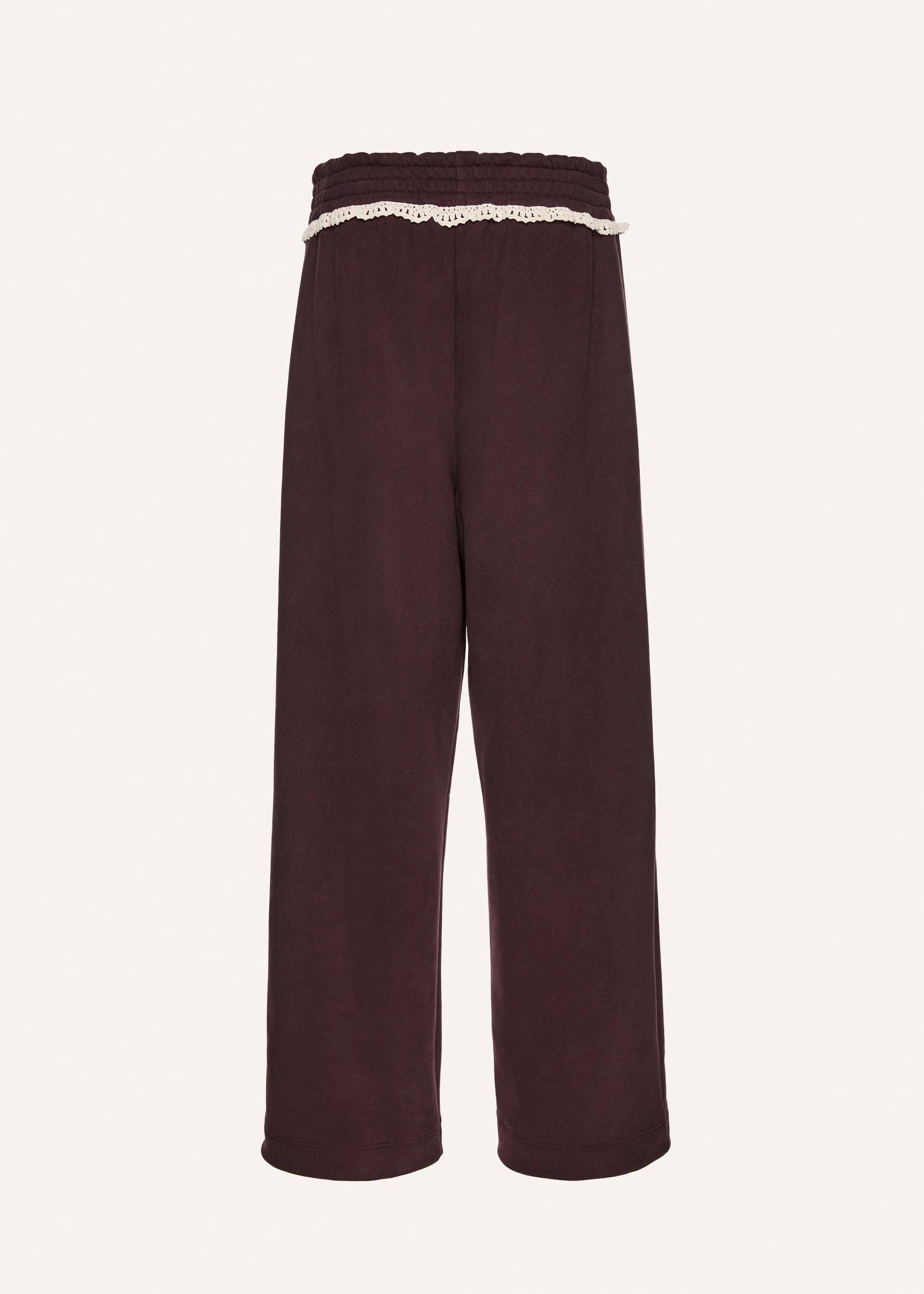 Lace-detail sweatpants in brown Product Image