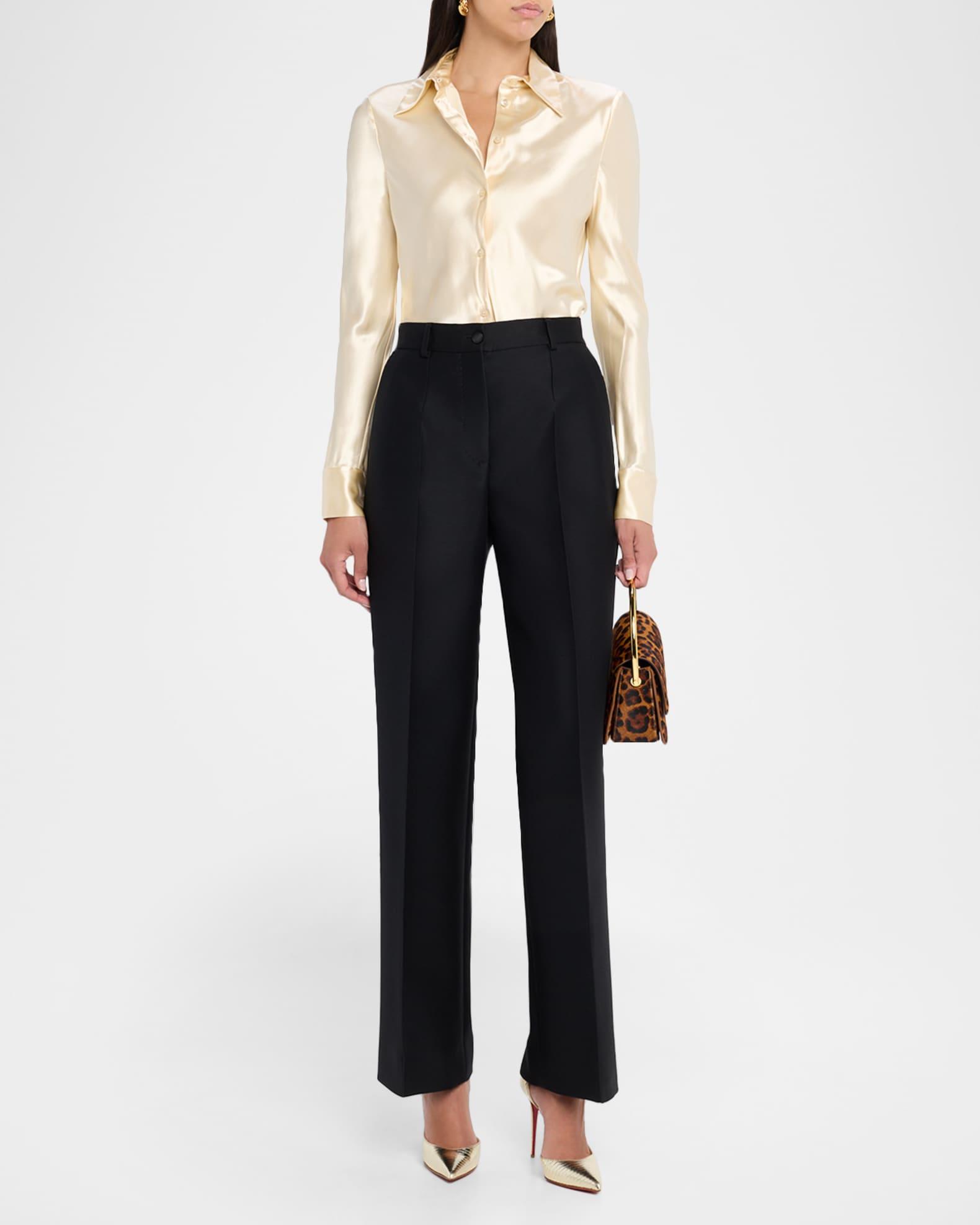 Satin Button-Front Blouse Product Image