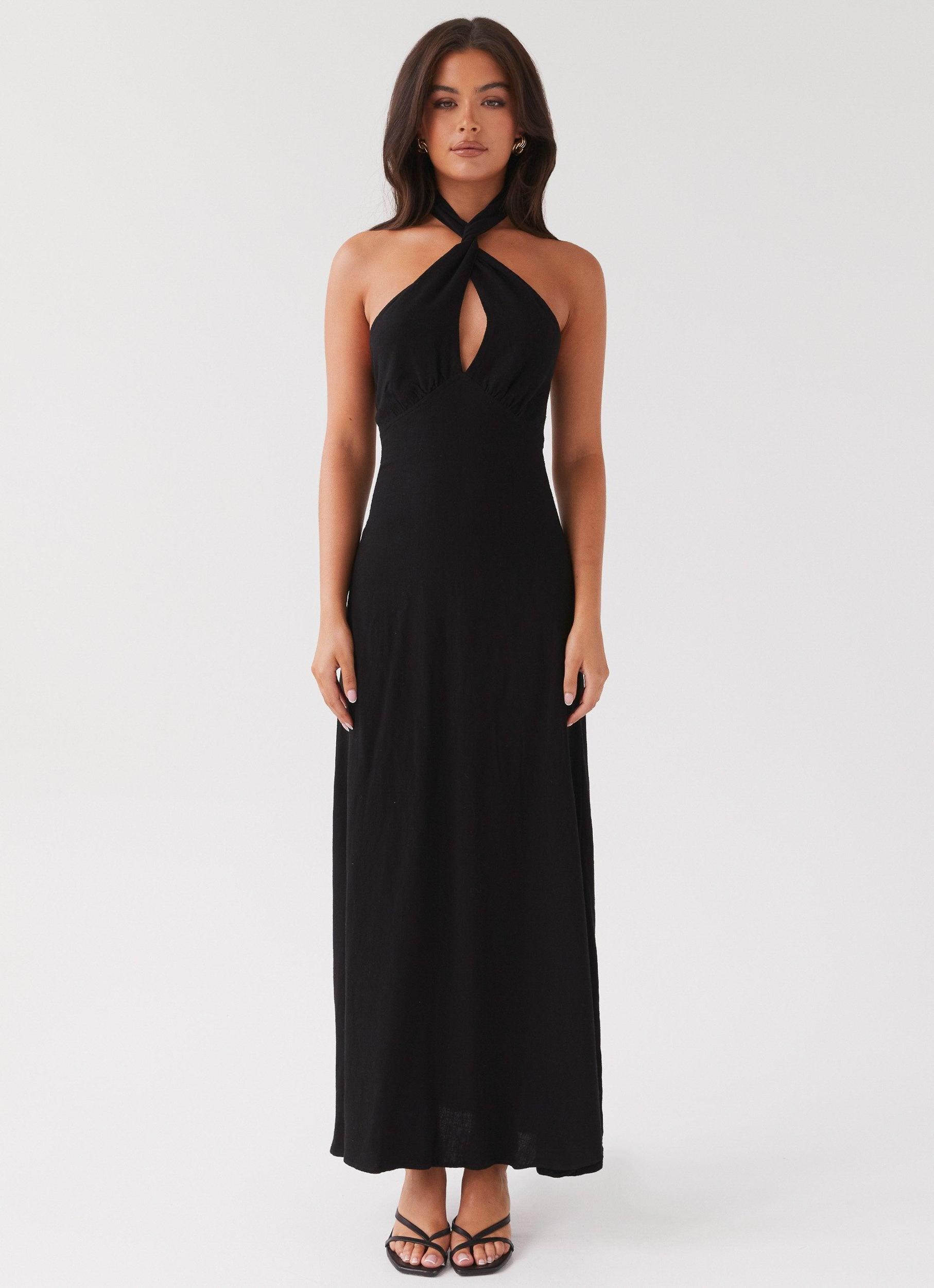 Adrienne Linen Maxi Dress - Black Product Image