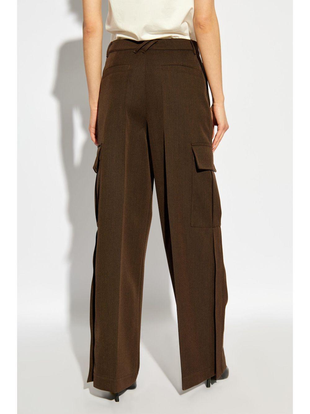 pleat-detail wool cargo trousers Product Image