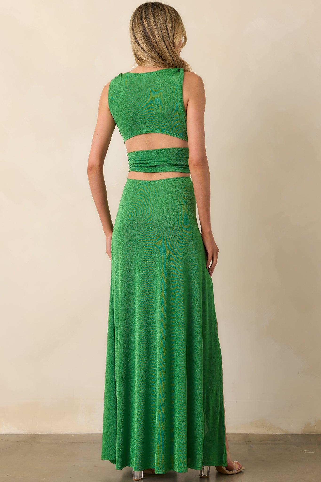 A Little Bit Of Everything Kelly Green Twist Front Cut Out Maxi Dress Product Image