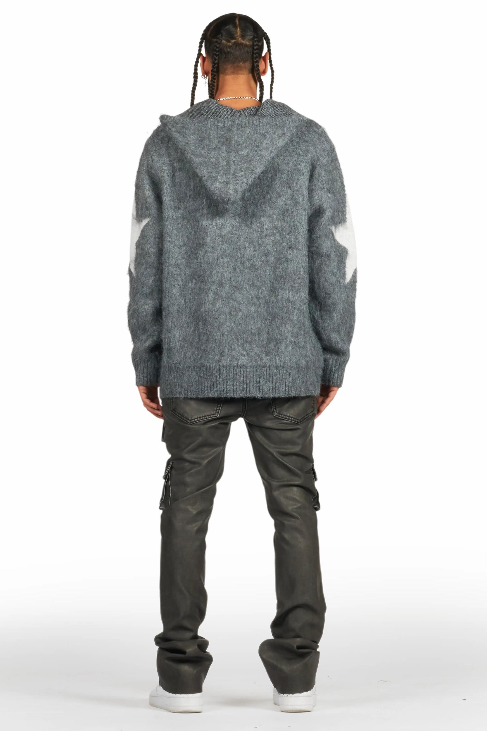 Khaza Distressed Black PU Leather Jean Male Product Image