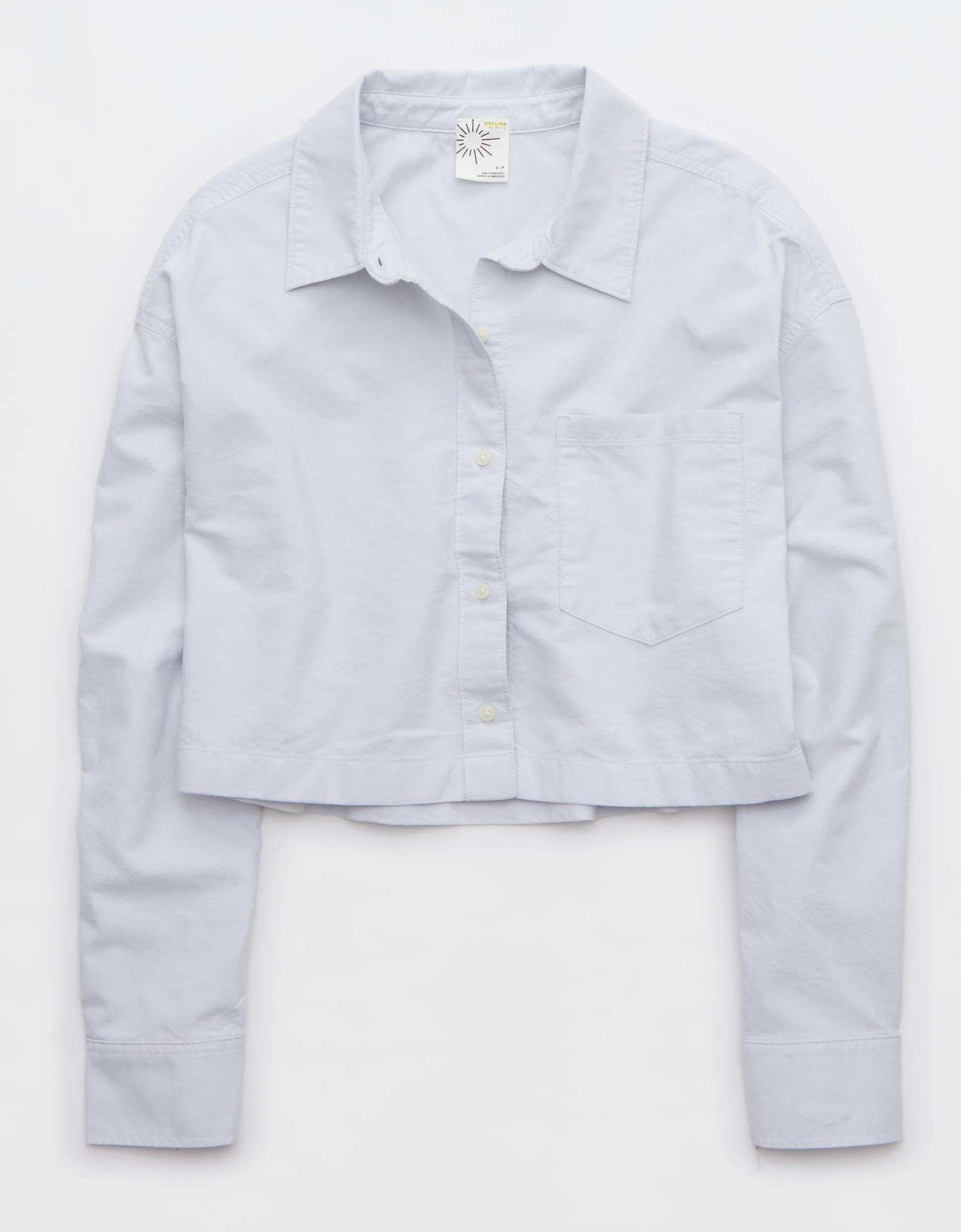 OFFLINE By Aerie Cropped Button Up Shirt Product Image