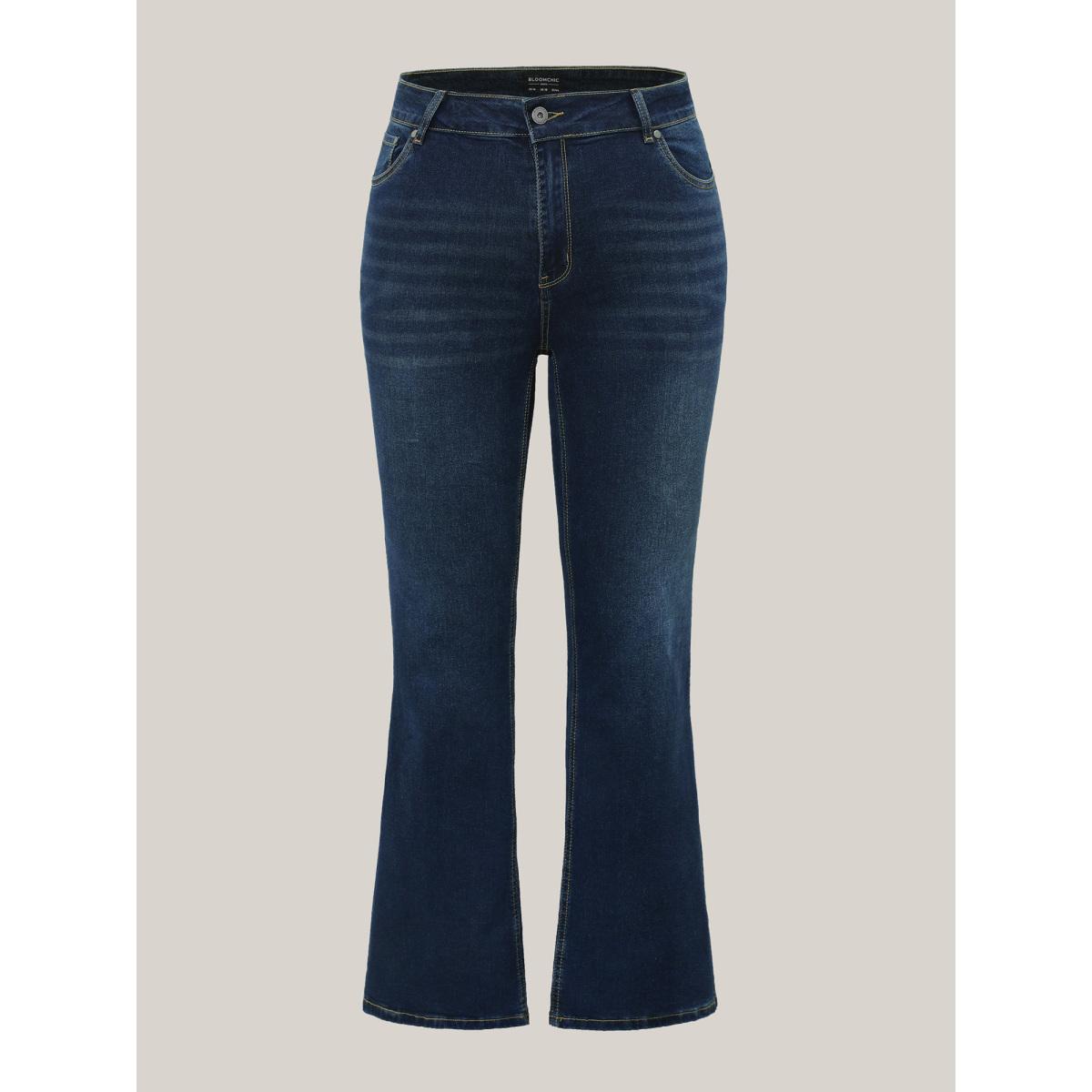 Plus Size Bootcut Very Stretchy Mid Rise Medium Wash Sculpt Waist Jeans Women Denimblue Timeless Plain Non High stretch Slanted pocket Jeans BloomChic 30/6X Product Image