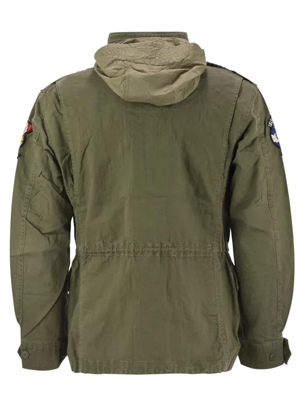 POLO RALPH LAUREN Cotton Denim Jacket With Front Logo Patch In Green Product Image