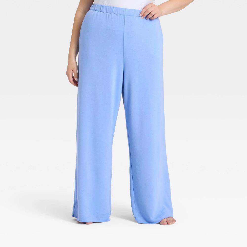 Women's PeachySoft French Terry Fleece Wide Leg Lounge Pants - Wild Fable™ Gray 2X Product Image