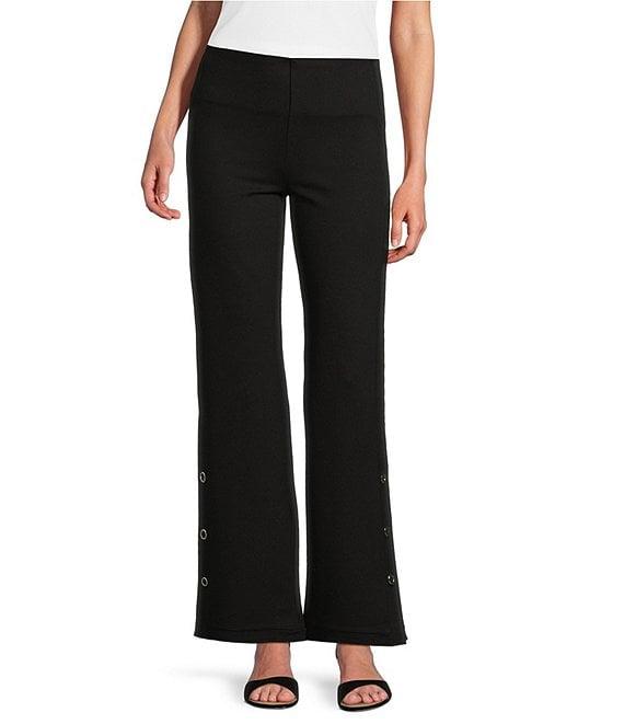 Slim Factor by Investments Ponte Knit Snap Wide Leg Pants Product Image