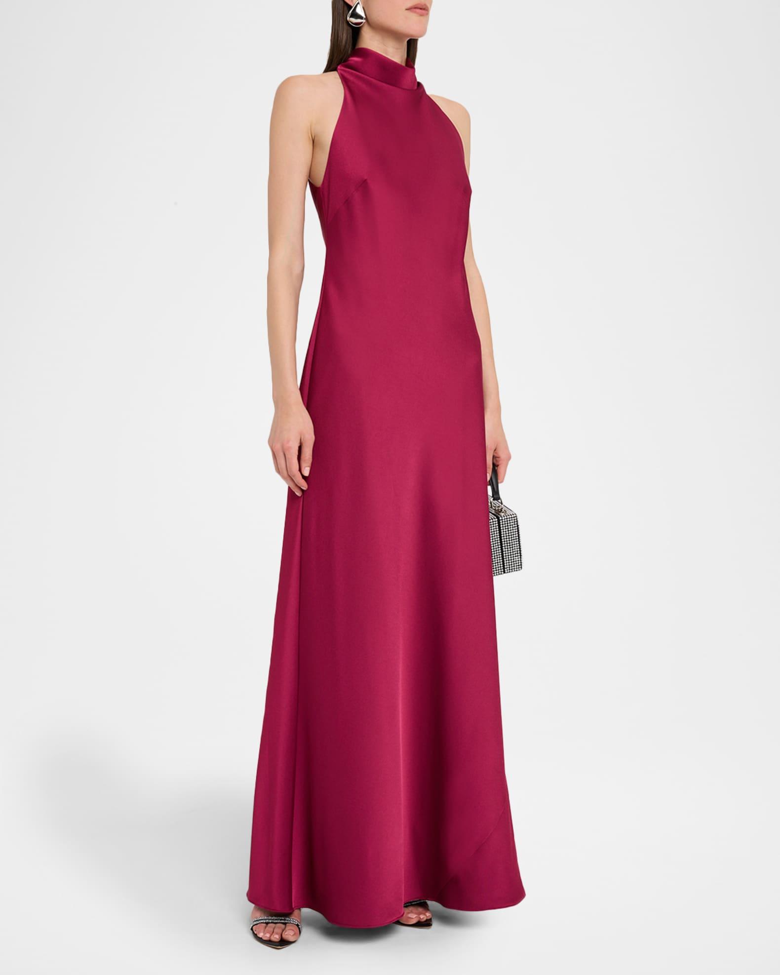 Cowl-Neck Crepe Back Satin Gown Product Image