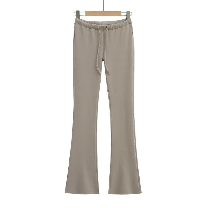 Plus Size Plain Button Detail Straight Leg Pants Women DarkBrown Office Straight Leg High Rise Office Pants BloomChic 10/M Product Image