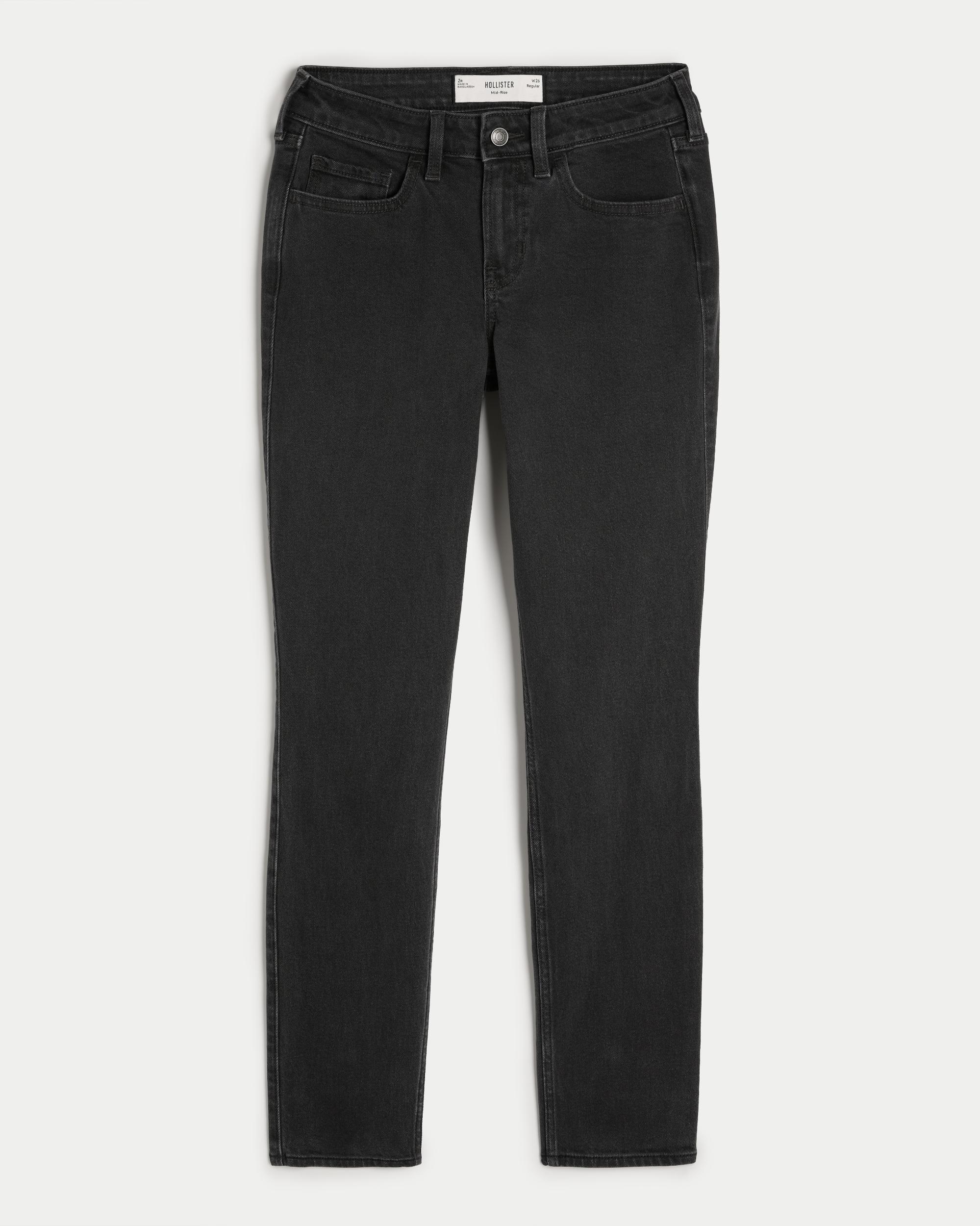 Mid-Rise Washed Black Skinny Jeans Product Image