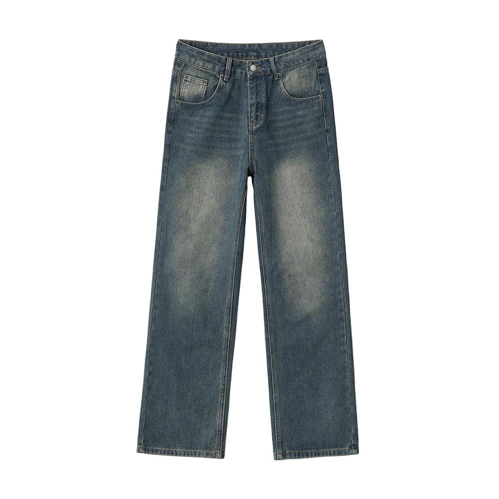 RT No. 6510 WASHED BLUE DENIM WIDE STRAIGHT JEANS Product Image