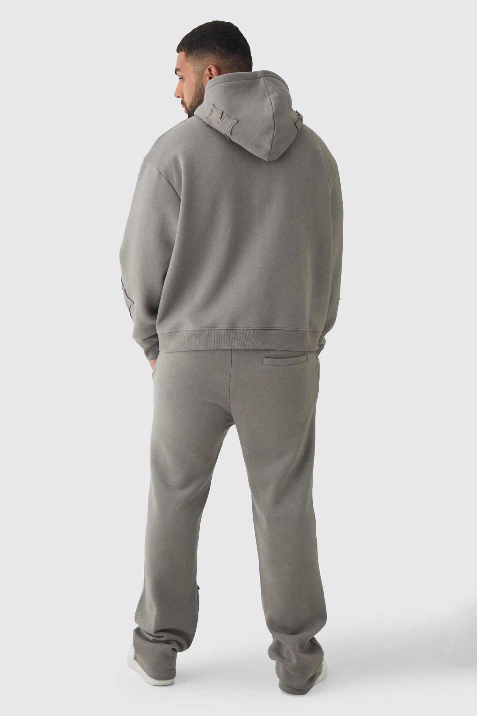 Plus Oversized Boxy Cross Applique & Relaxed Sweatpants Tracksuit | boohooMAN USA Product Image