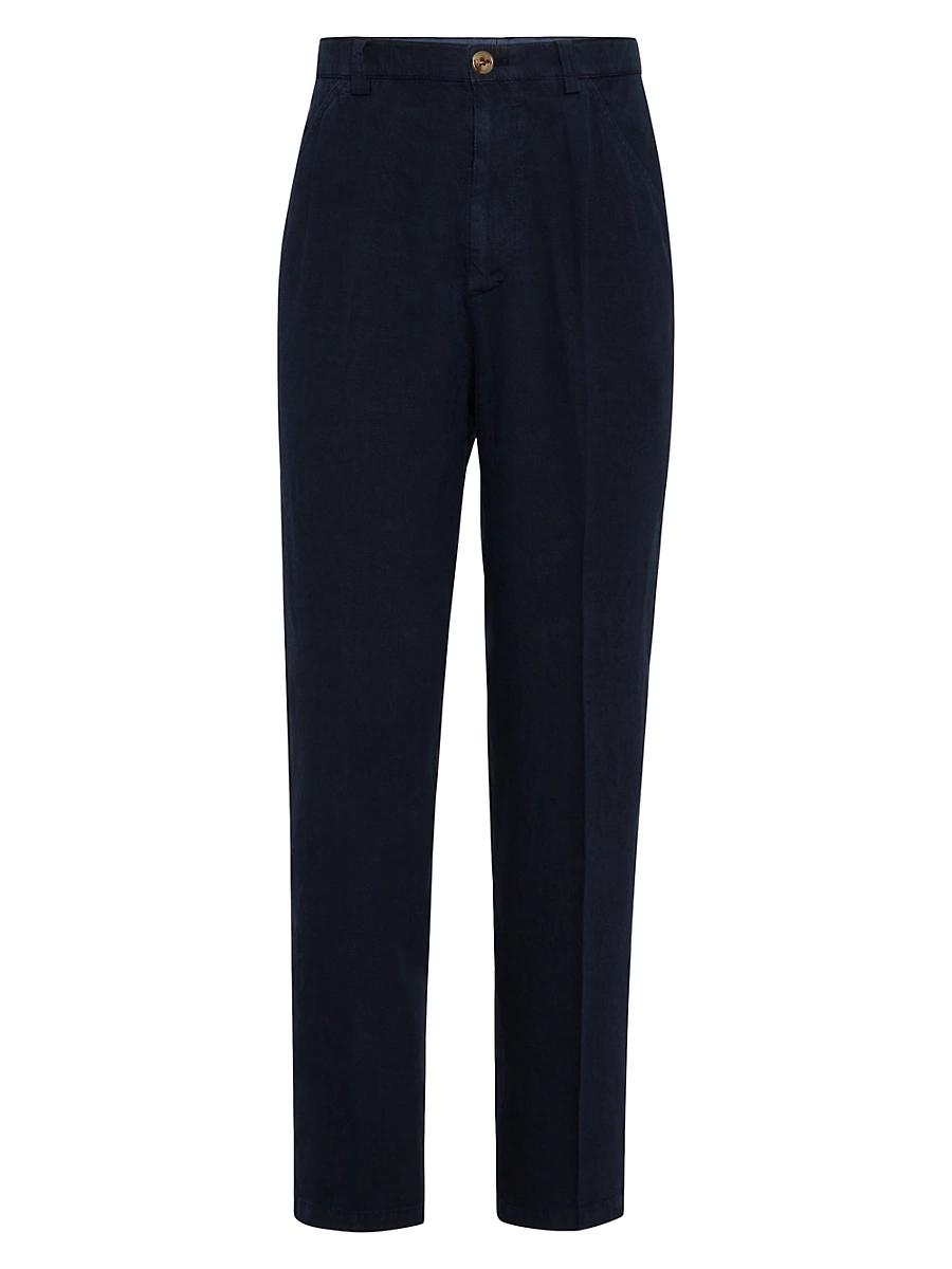 Mens Comfort Linen Leisure Fit Trousers Product Image