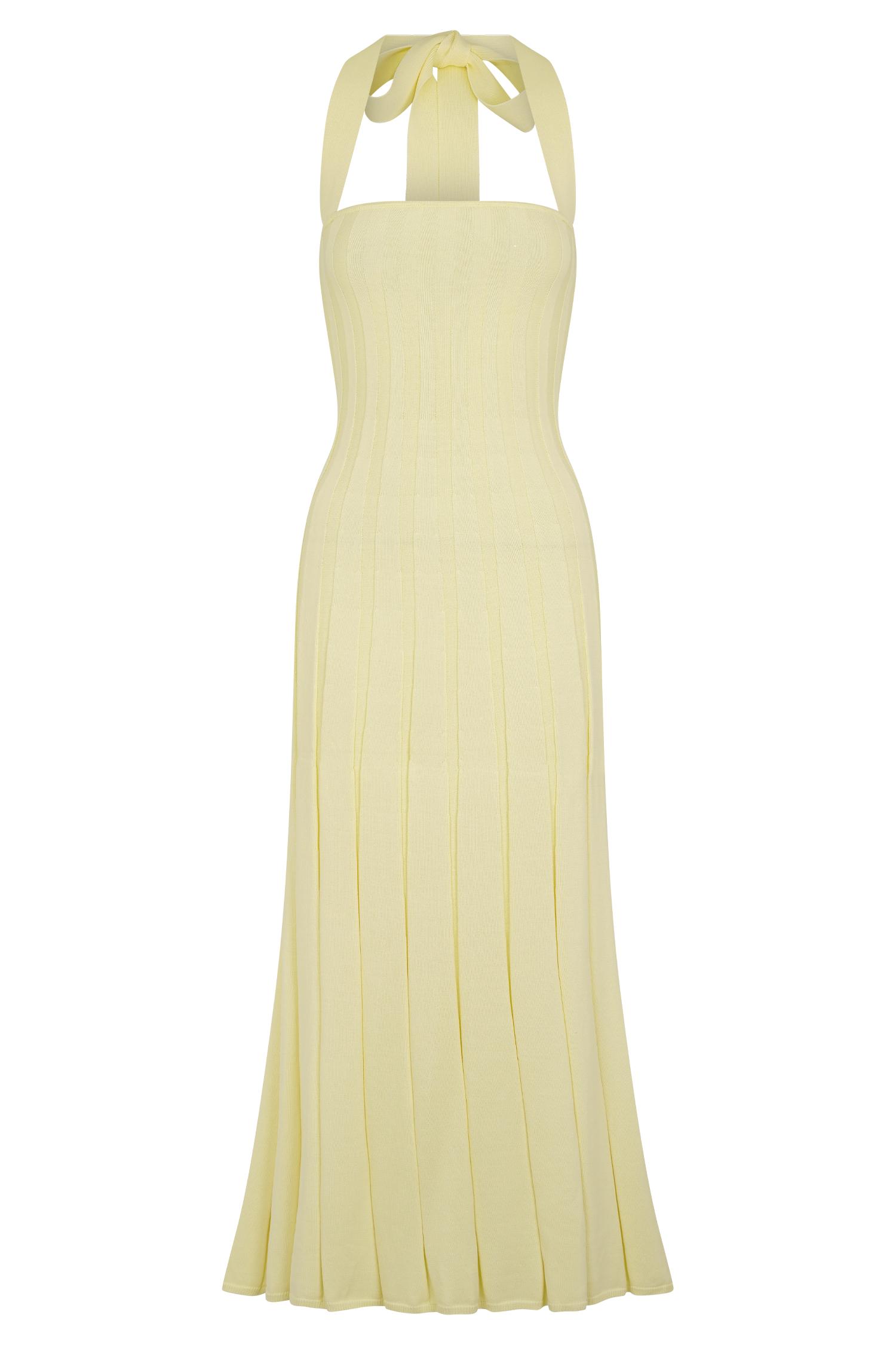 Jacqui Halter Knit Midi Dress - Lemon Product Image