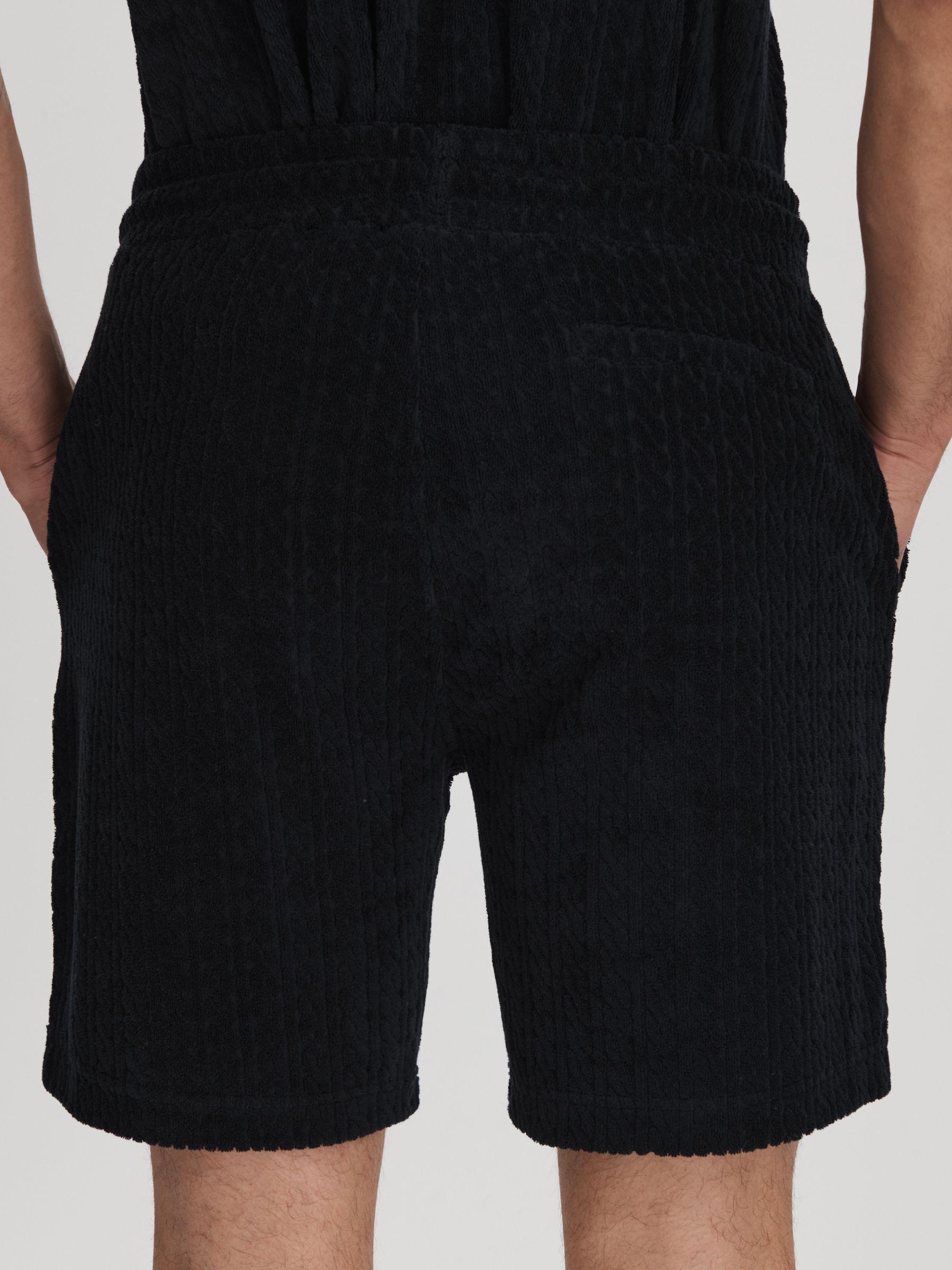 Towelling Drawstring Shorts in Navy Product Image