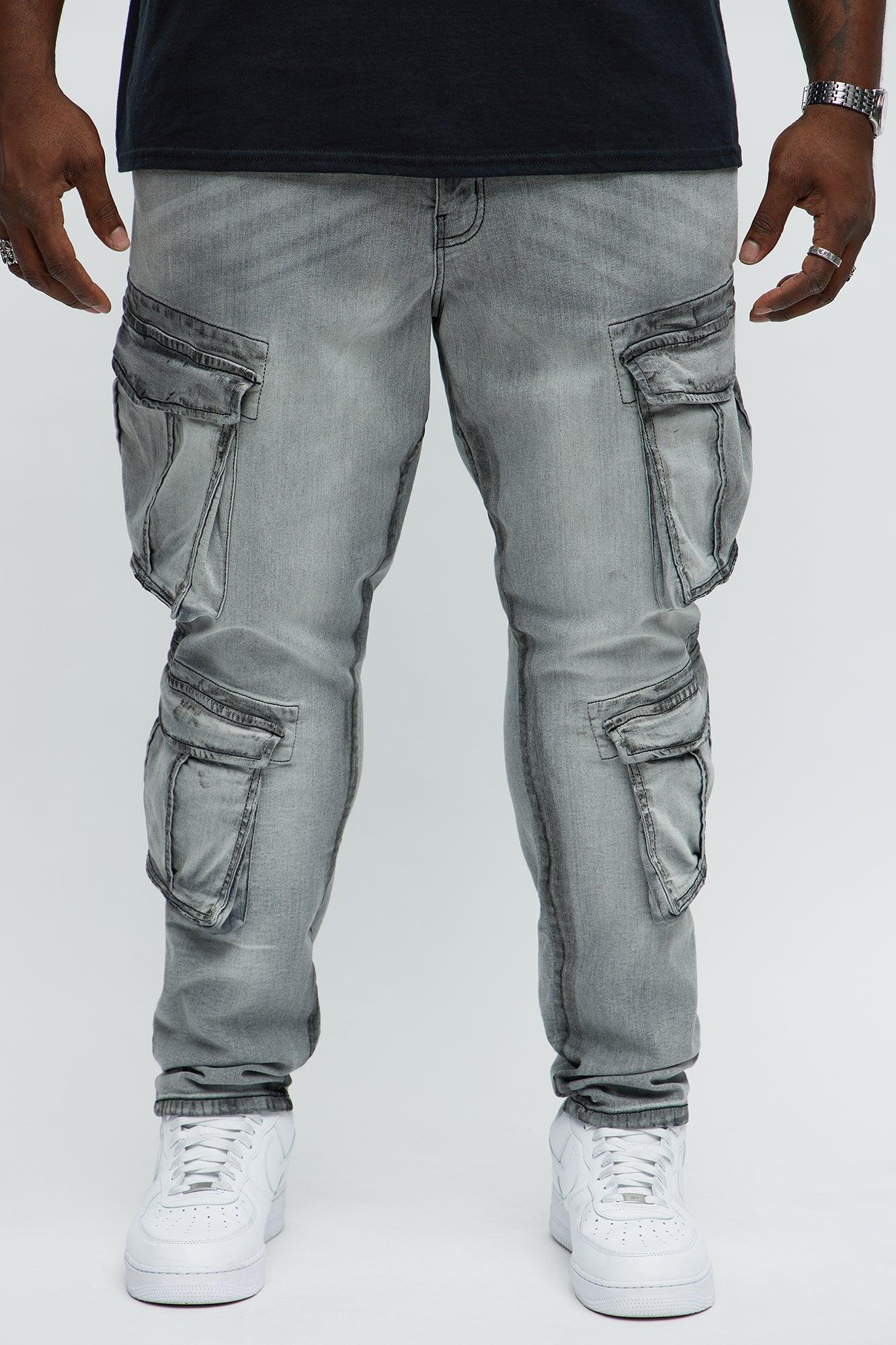 To Ashes Skinny Cargo Jeans - Grey Product Image