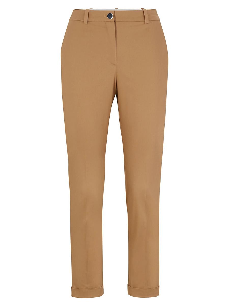 Womens Regular Fit Trousers In Stretch Cotton Twill Product Image