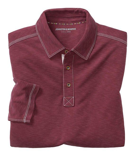 Johnston & Murphy Vintage Slub Long-Sleeve Polo Shirt Product Image