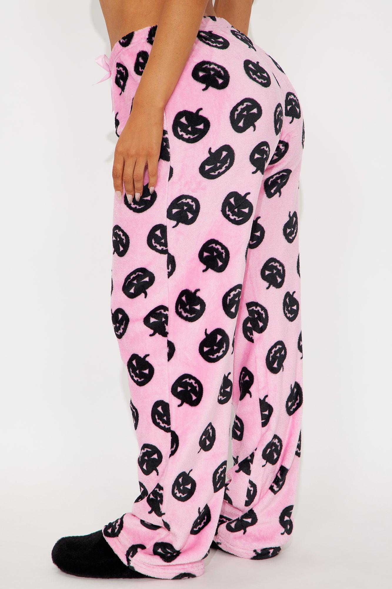 Spooky Pumpkin Plush Halloween PJ Pants - Pink Product Image