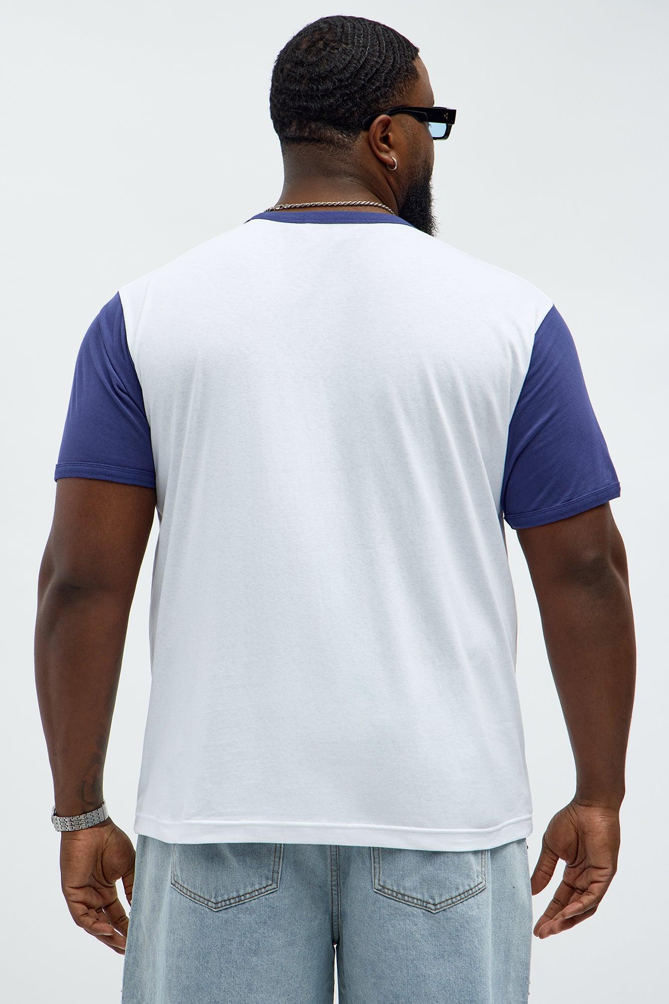 Talk Nice Ringer Short Sleeve Tee - White/Blue Male Product Image