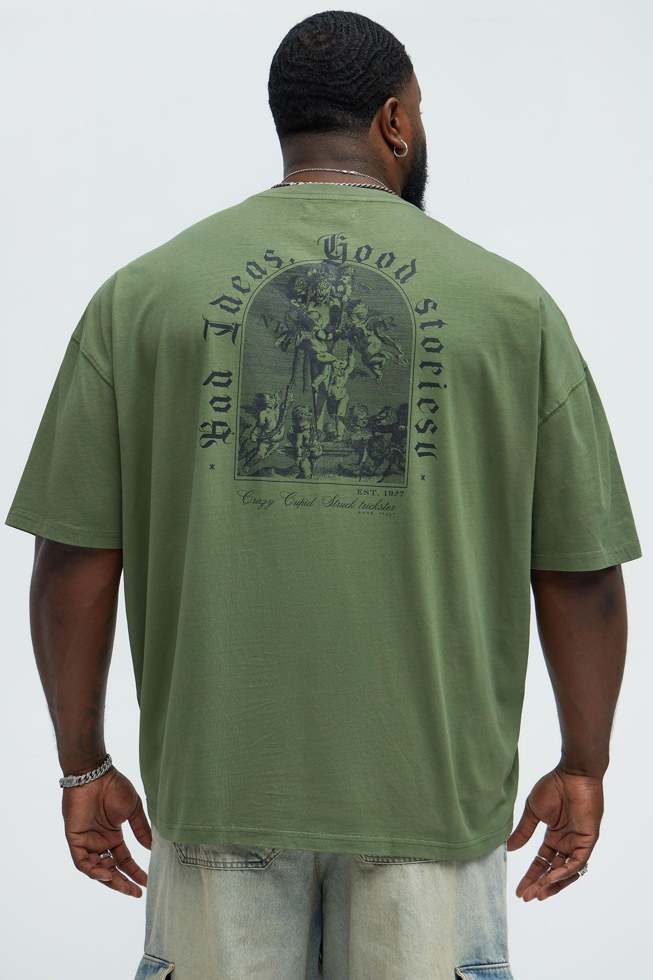 Bad Ideas Good Stories Oversized Short Sleeve Tee - Olive Product Image