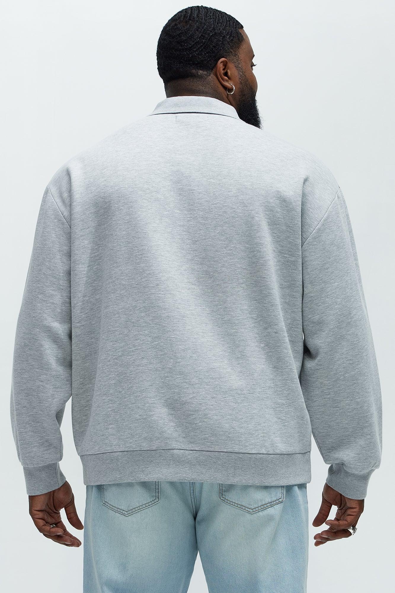 Tyson Fleece Long Sleeve Polo - Heather Grey Product Image