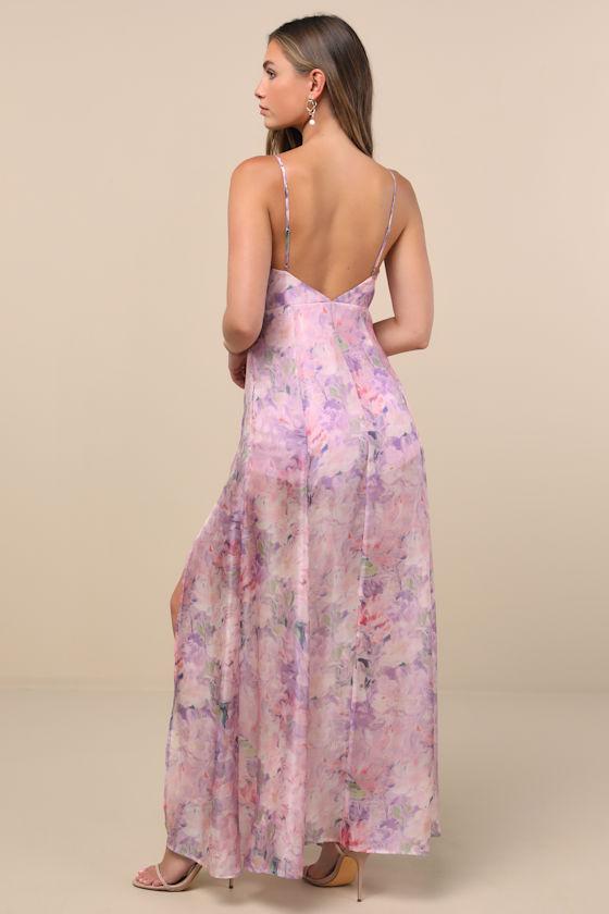Damani Lavender Floral Backless Maxi Dress Product Image