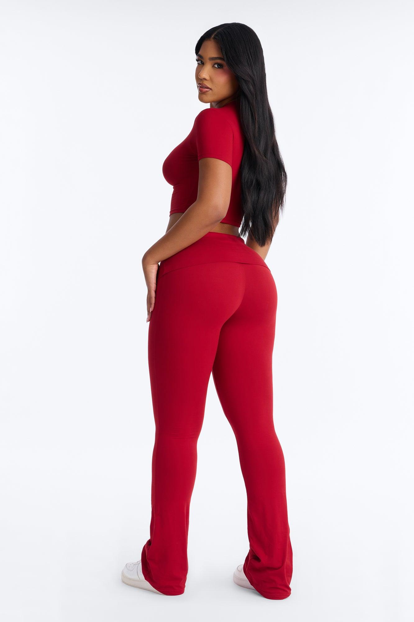 Keeping Up Foldover Waist Pant Set - Red Female Product Image