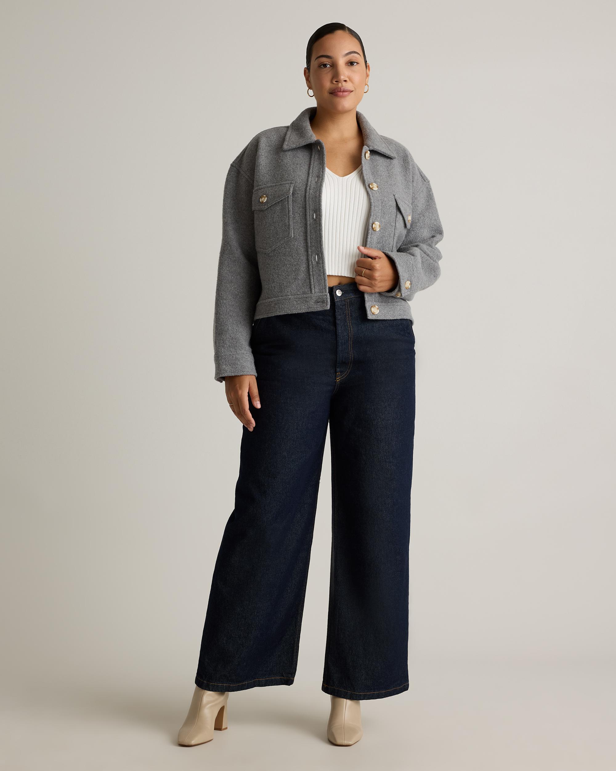 Quince | Women's 100% Merino Wool Cropped Shirt Jacket Size XL Product Image