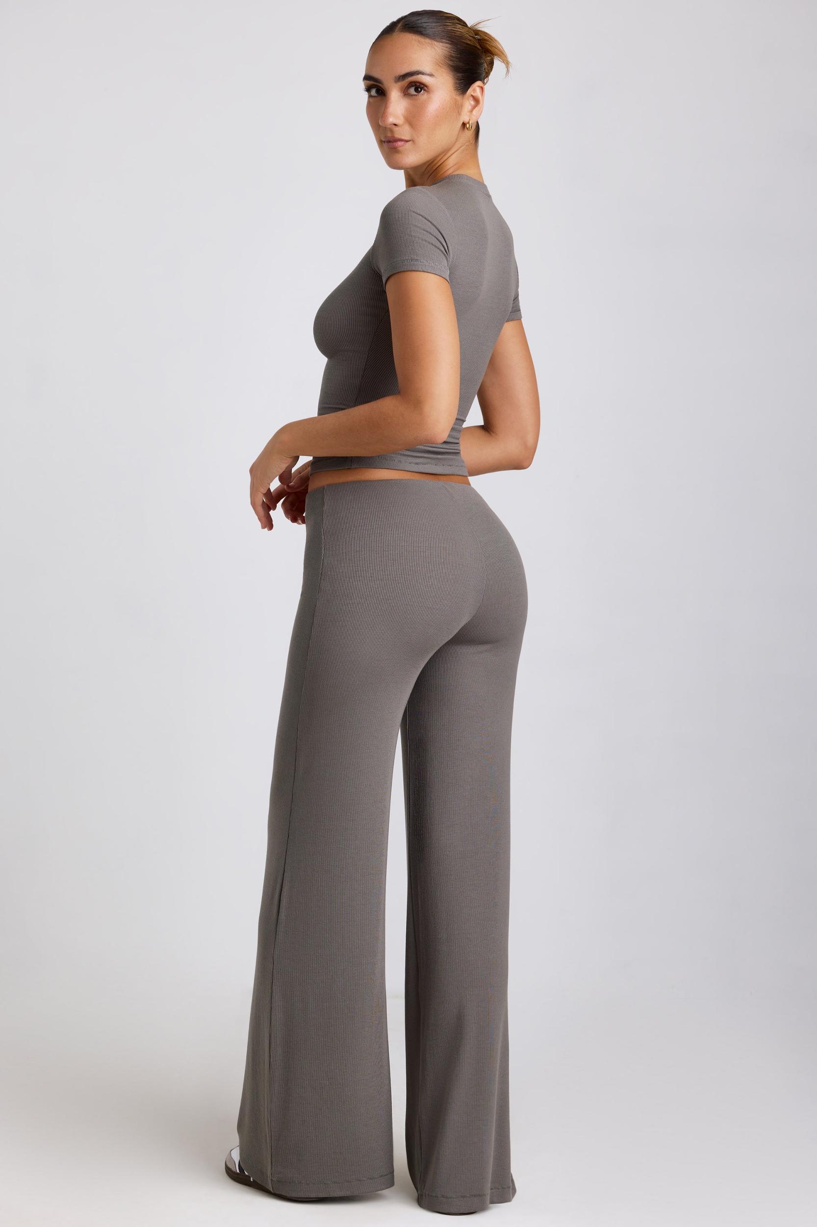 Mid Rise Wide Leg Trouser in Grey Product Image
