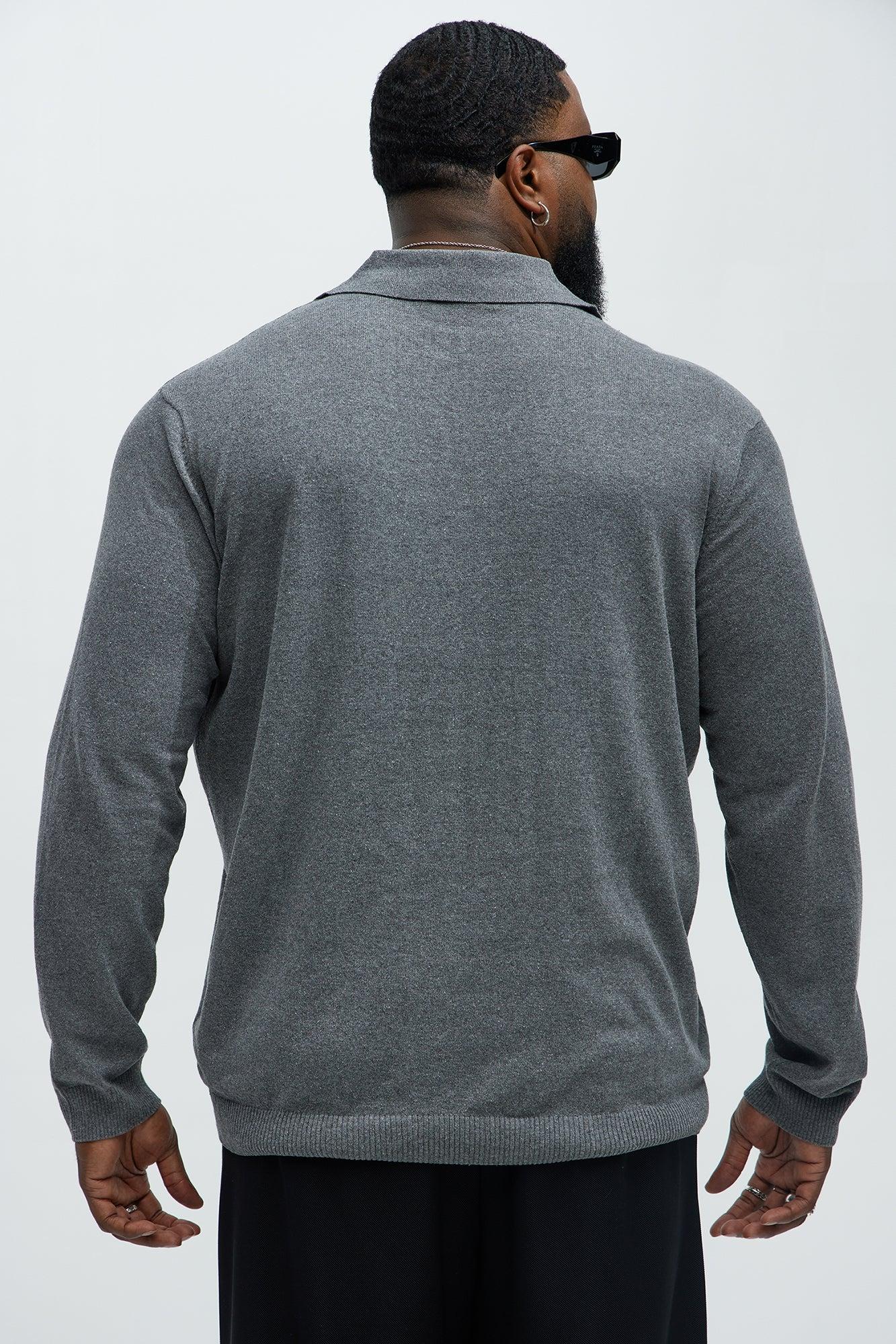Noyes Johnny Collar Lightweight Sweater - Heather Grey Product Image