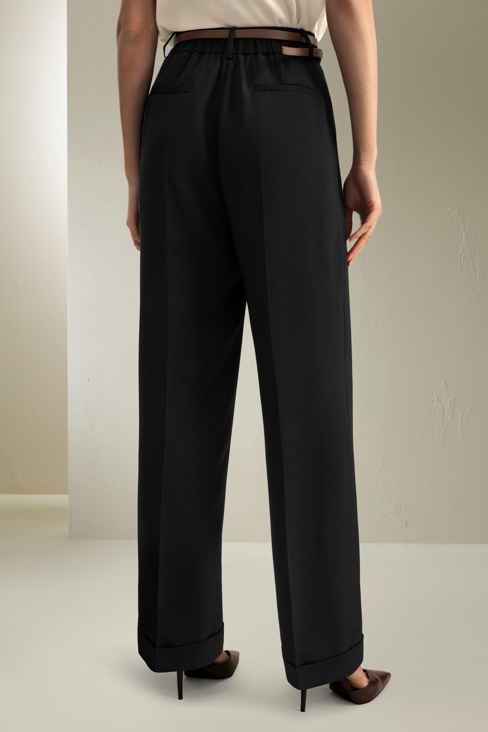 Timeless Pleated Wide-Leg Dense Silk Trousers Product Image