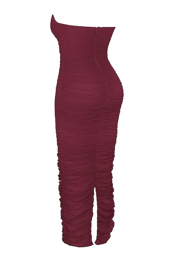 Sapphire  wine gathered maxi dress Product Image