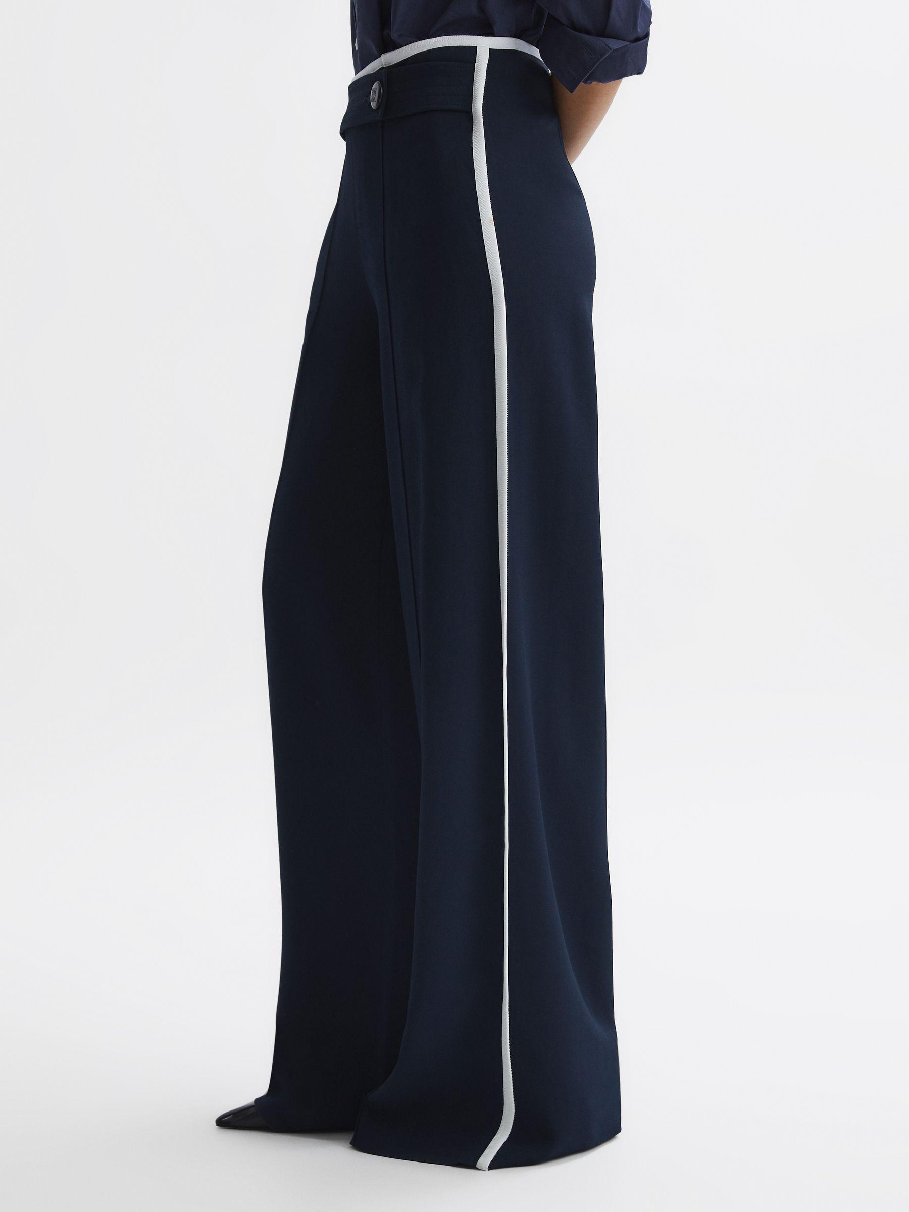 High Rise Wide Leg Trousers in Navy Product Image