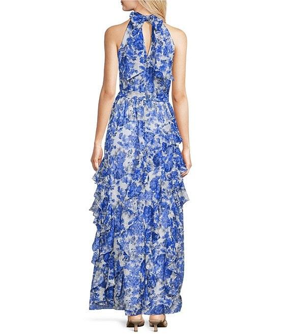 Alex Marie Nina Floral Halter A-Line Sleeveless Maxi Dress Product Image
