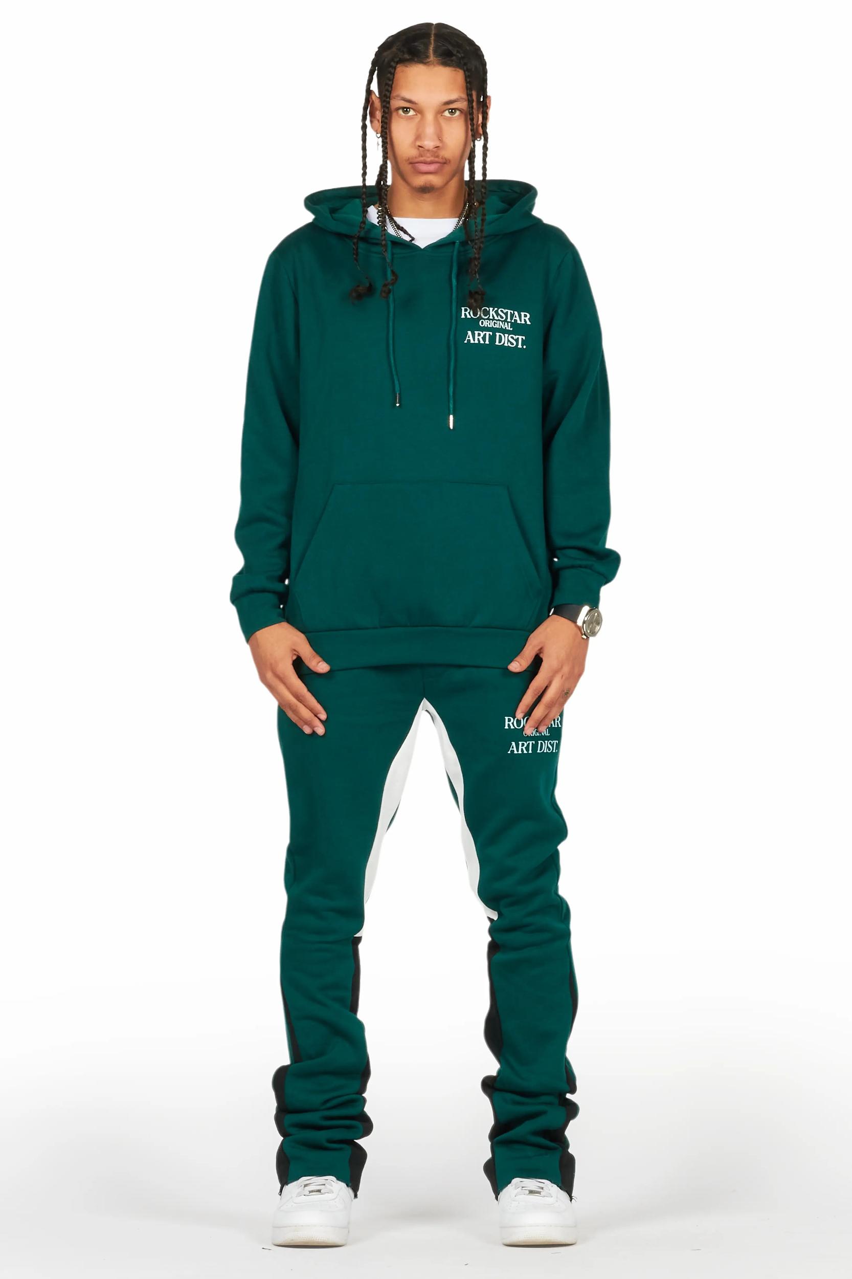 Briggs Dark Green Hoodie/Stacked Flare Track Set Male Product Image