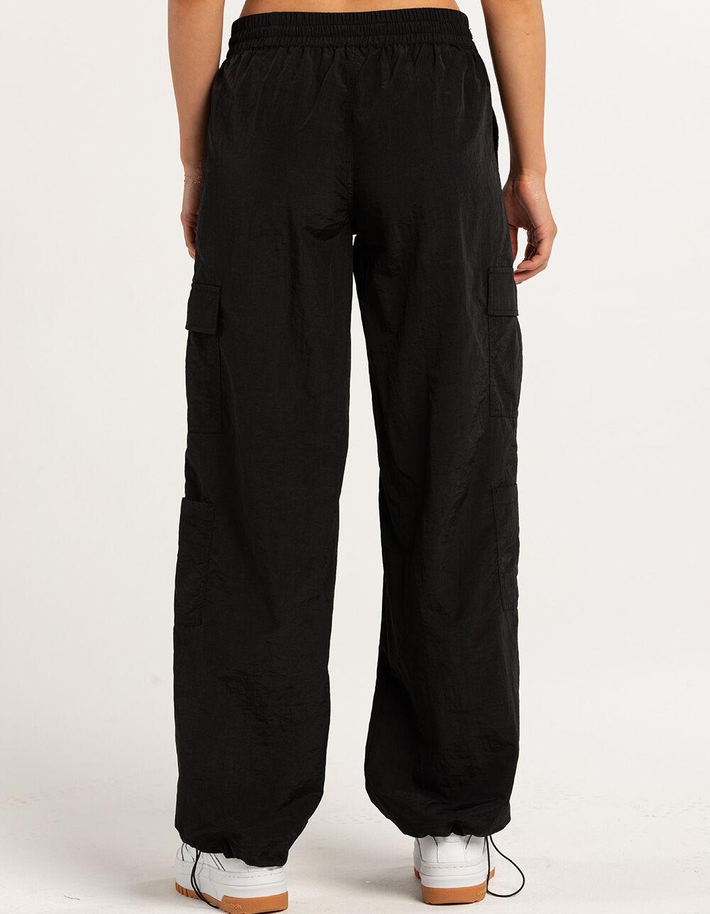 FULL TILT Low Rise Womens Parachute Cargo Pants - BLACK Product Image
