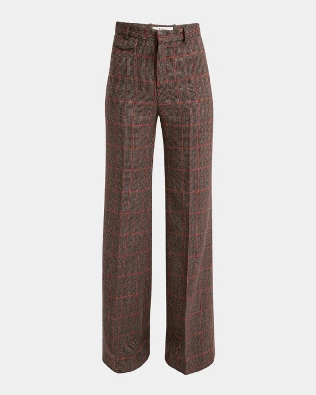 Plaid Wide-Leg Pants Product Image