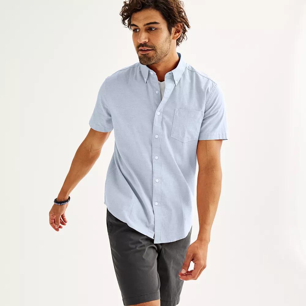 Men's Sonoma Goods For Life® Short Sleeve Perfect Length Button Down Shirt,  Product Image