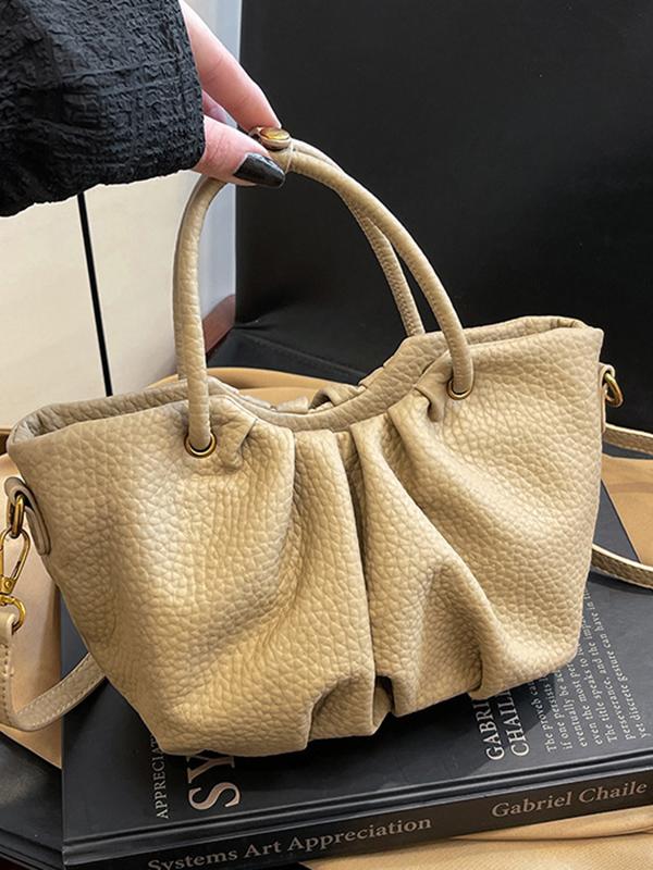 Pleated Solid Color Zipper Crossbody Bags Handbags Product Image
