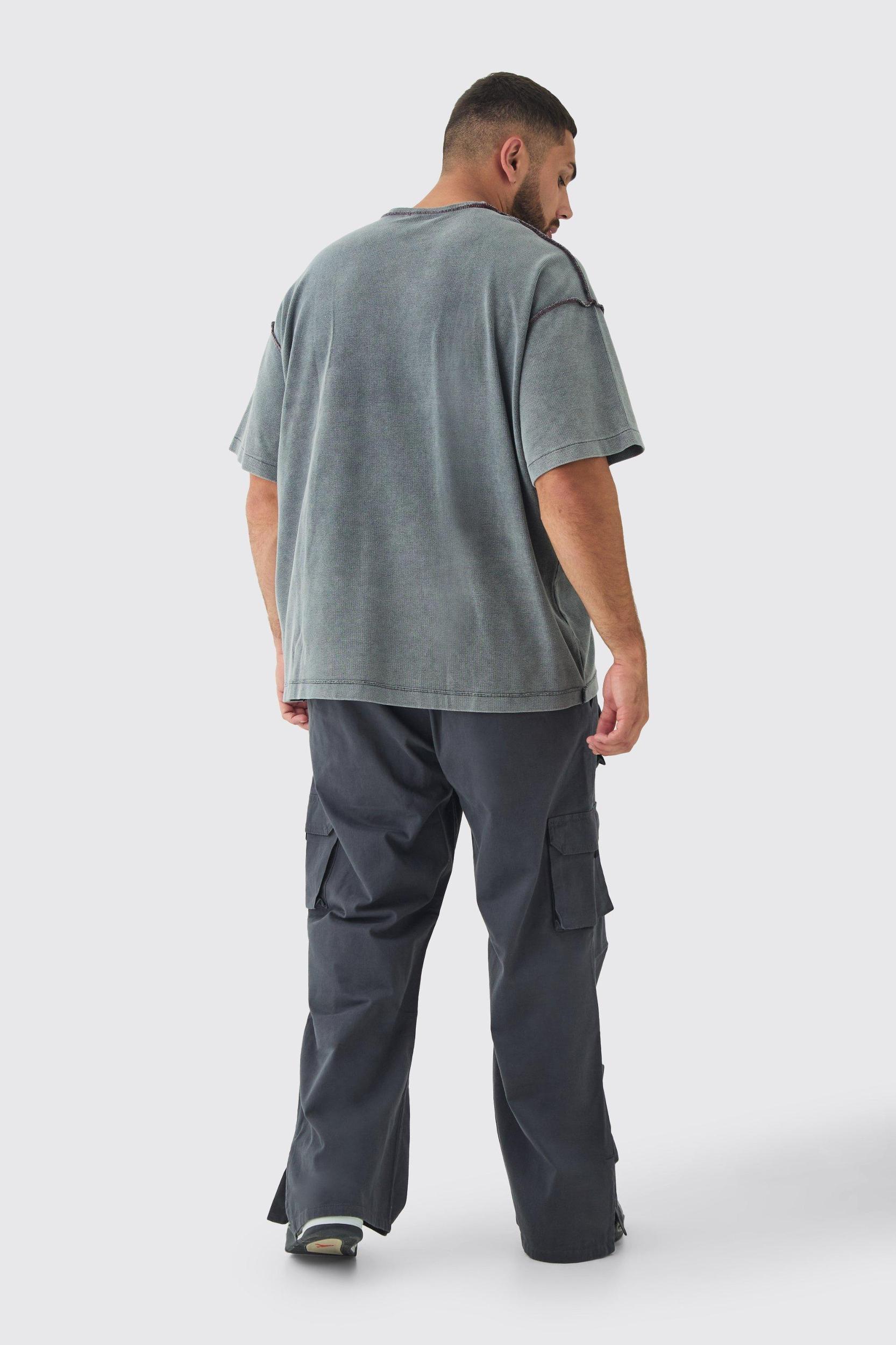Plus Multi Split Hem Relaxed Fit Cargo Pants | boohooMAN USA Product Image