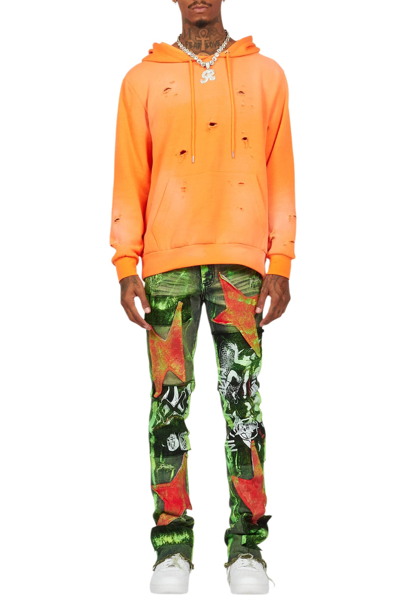 Valko Blue/Green Roller Paint Stacked Flare Jean Male Product Image