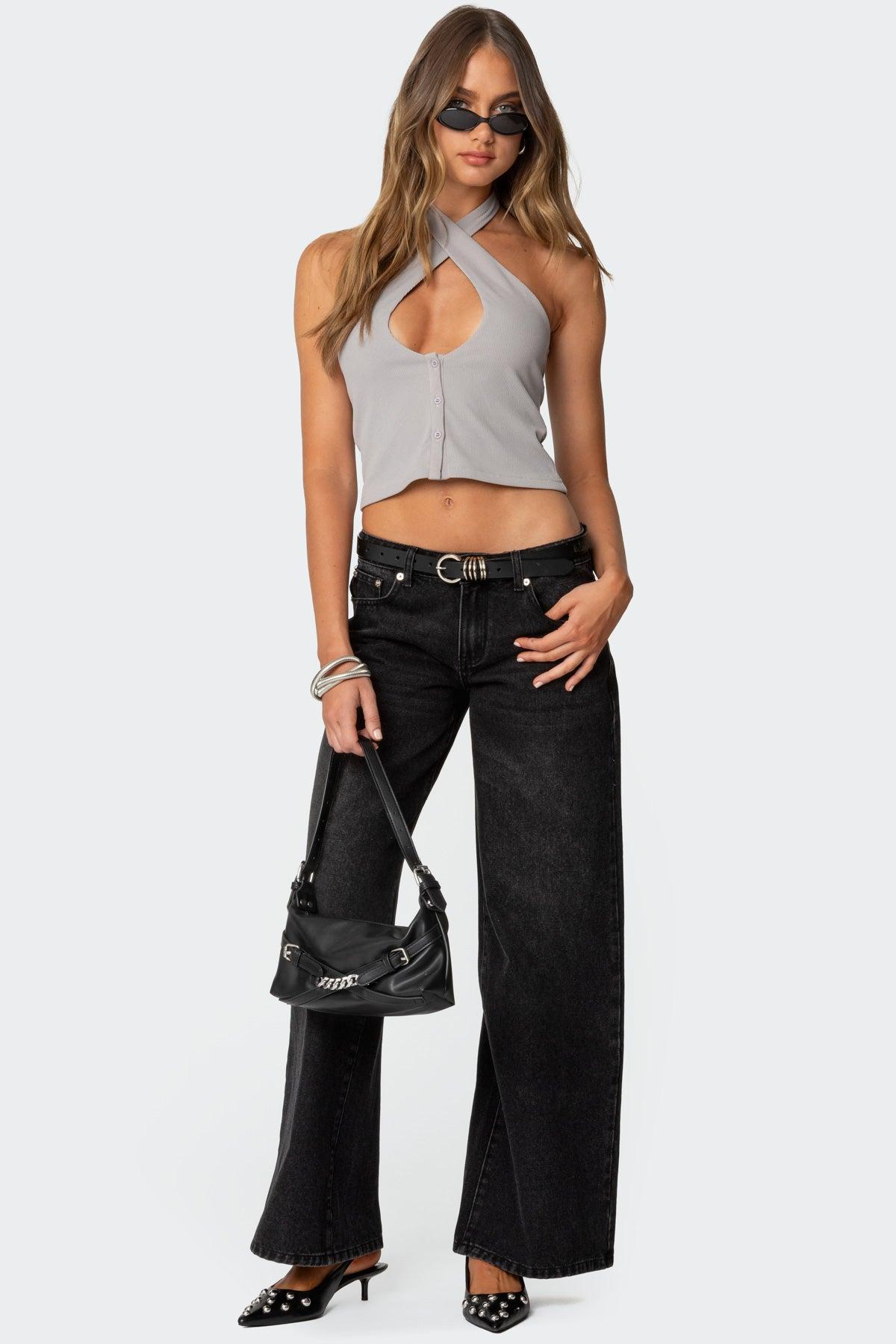 Reissa Criss Cross Halter Top Product Image